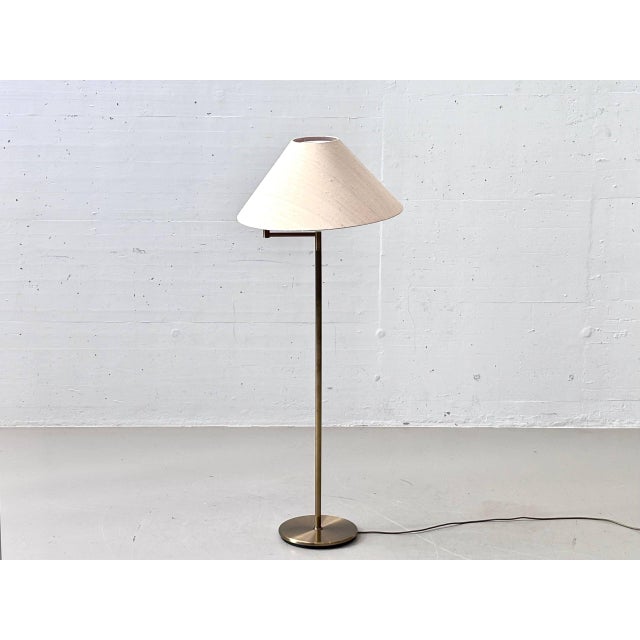 Brass Floor Lamp with Fabric Shade, 1990s For Sale - Image 6 of 16