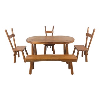 Vintage Brutalist Dining Set, 1960s, Set of 5 For Sale