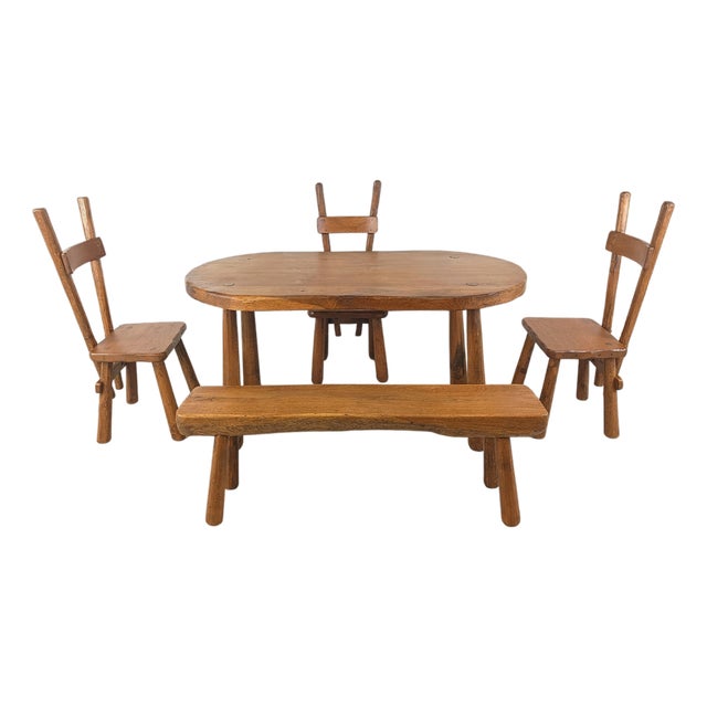 Vintage Brutalist Dining Set, 1960s, Set of 5 For Sale