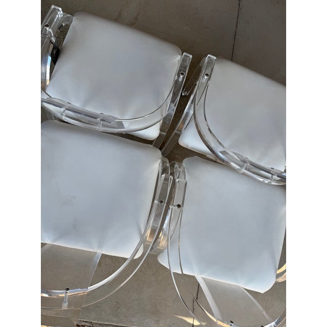 White Set of Four Vintage Lucite Armchairs in the Style of Charles Hollis Jones For Sale - Image 8 of 12