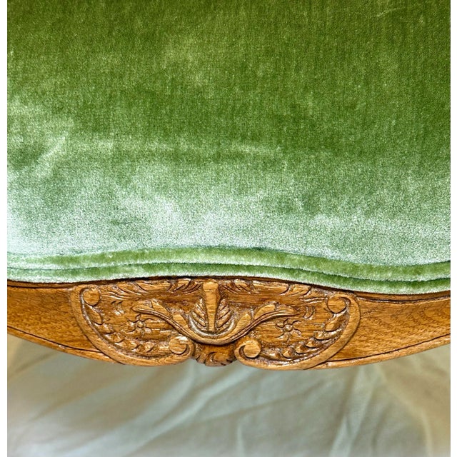 Louis XV Style Hand-Carved Fauteuil Lounge Chair by J. Robert Scott, Silk Velvet Upholstery For Sale - Image 6 of 12