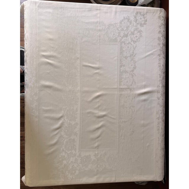 Textile Vintage Damask Mum Motif Tablecloth & Napkins - Set of Six For Sale - Image 7 of 9