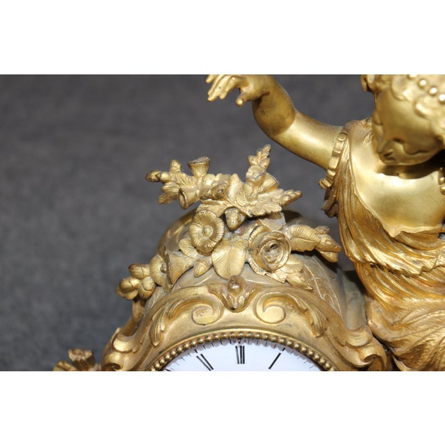 French Louis XV Style Bronze Ormolu Mantle Clock With Sevres Style Plaques For Sale - Image 15 of 17