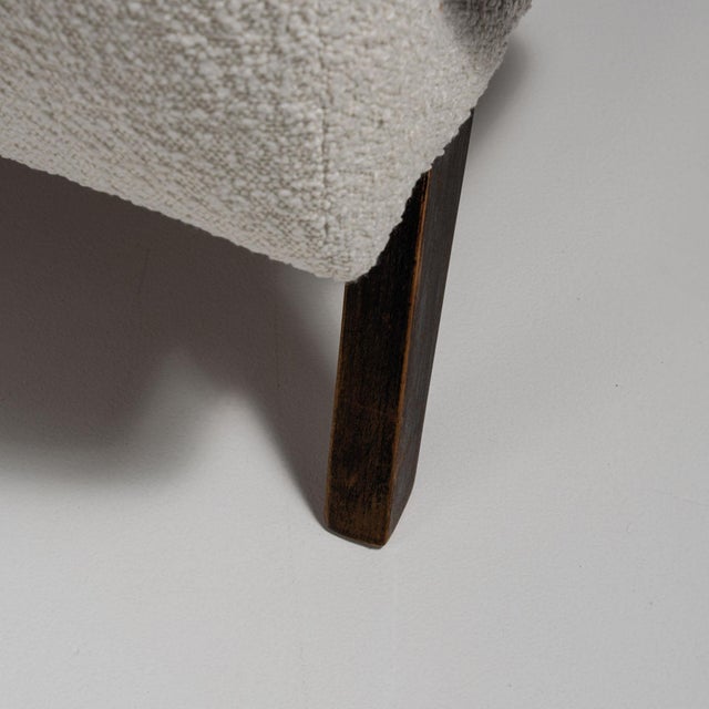 20th Century Czech Republic Warm Ivory Boucle Curved-Arm Lounge Chair For Sale - Image 11 of 11