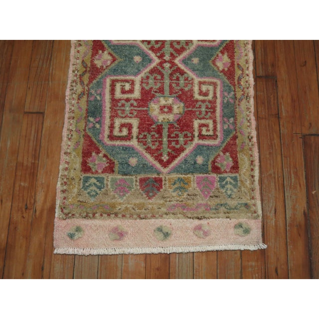 Traditional Mid 20th Century Pink Pop Turkish Rug, 1'8'' X 3'4'' For Sale - Image 3 of 4