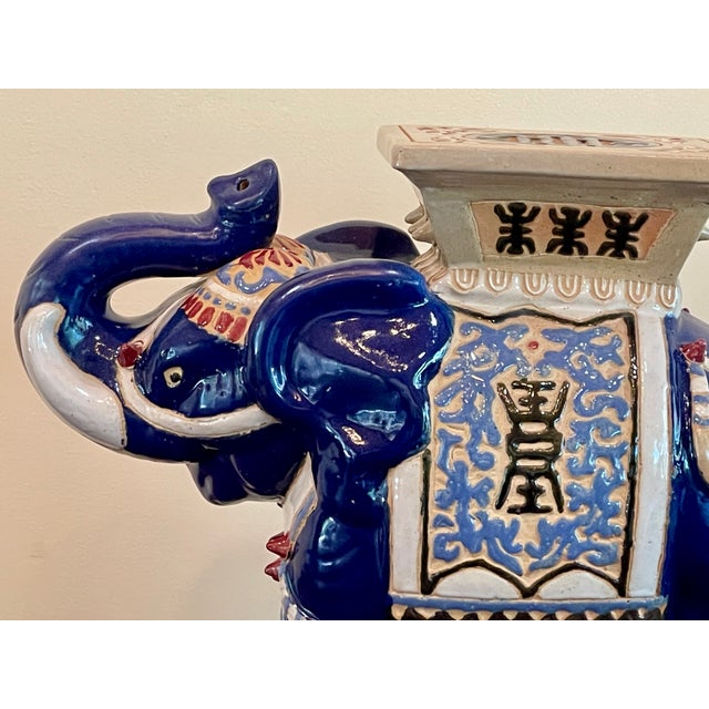 Vintage Ceramic Elephant Garden Stool/ Table/ Plant Stand For Sale - Image 4 of 12