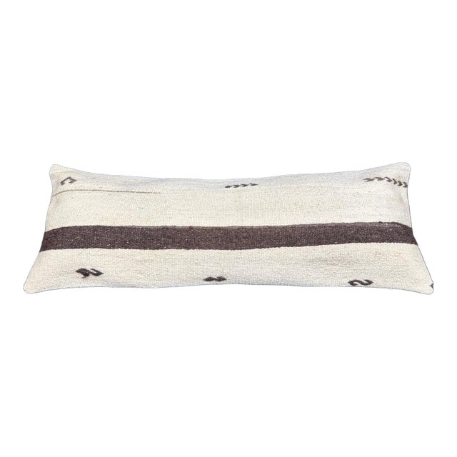 Turkish Hemp Pillow Cushion Natural Beige Brown Cushion Cover 14"x40" For Sale
