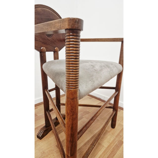 Vintage Swedish Carved Walnut Monk Chair, 1930s For Sale - Image 13 of 15