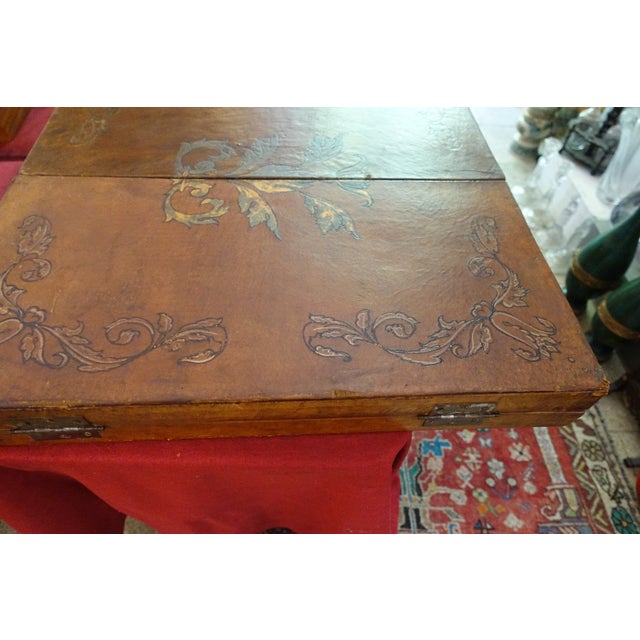 Large Antique Triptych Mirror in Embossed Leather, 1890s For Sale - Image 5 of 8