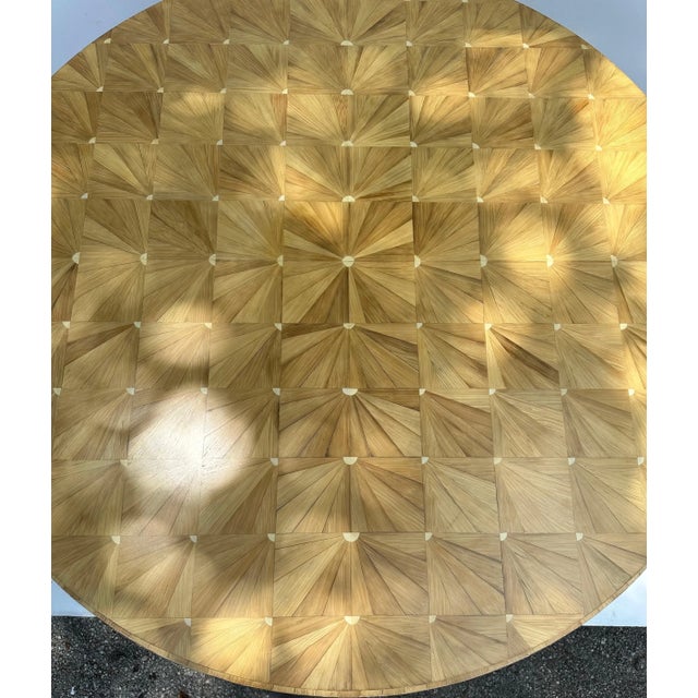 Beige Ron Seff Raffia Marquetery dining room table For Sale - Image 8 of 12