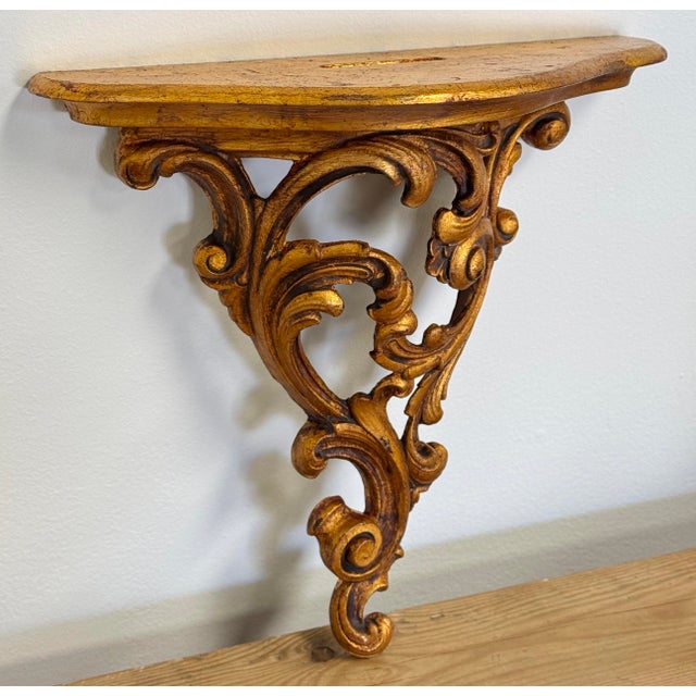 Vintage Carved Gilt Wood Florentine Wall Shelf For Sale - Image 4 of 8