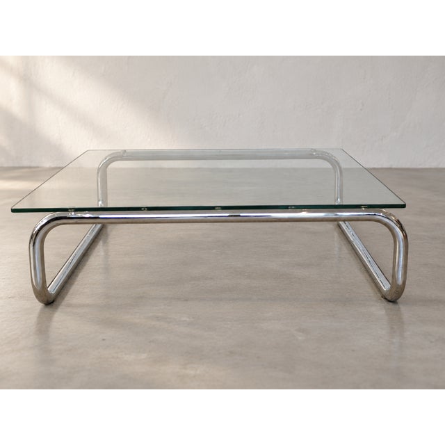 Coffee Table in Chrome and Glass, 1980s For Sale - Image 8 of 8