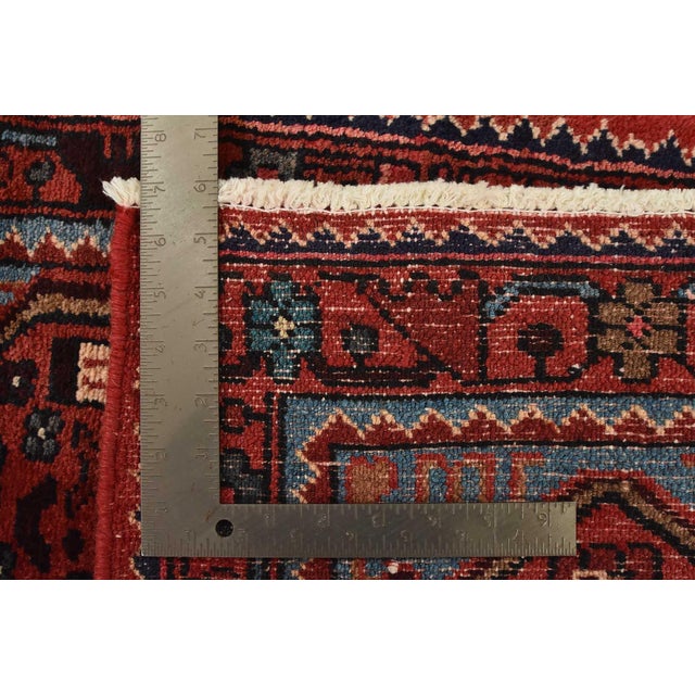 Hamedan Rug 2’10” X 4’6” Red Wool Vintage Tribal Hand-Knotted Carpet For Sale - Image 10 of 10