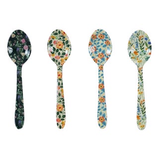 Planted Tea Spoons in Mixed Garden Prints - Set of 4 For Sale