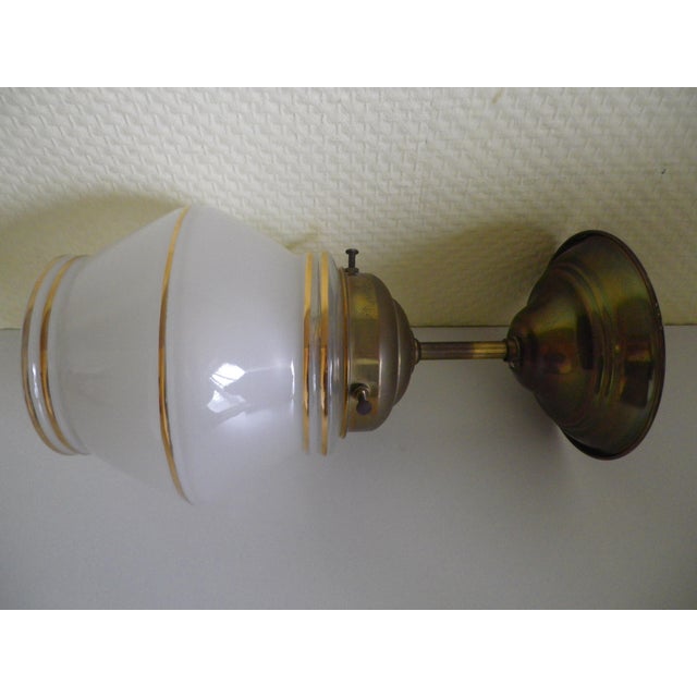 Metal Pendant Light in Opaline Glass, Metal, and Brass, 1960s For Sale - Image 7 of 16