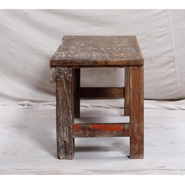 2020s Bench Constructed From Recycled Indian Carved Elements and Reclaimed Wood For Sale - Image 5 of 7