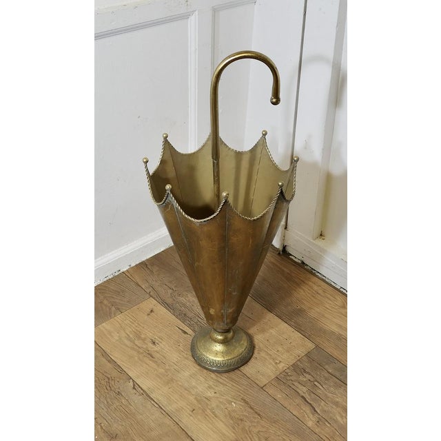 Brass Umbrella-Shaped Umbrella Stand, 1920s For Sale - Image 4 of 7