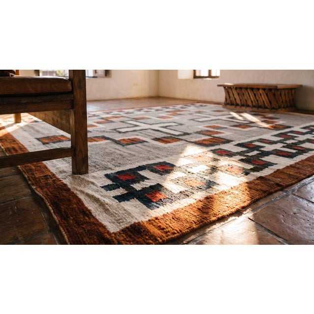 1920s Gray Geometric Antique American Navajo Carpet 4' X 5'9" Flatweave Wool Rug For Sale - Image 18 of 18