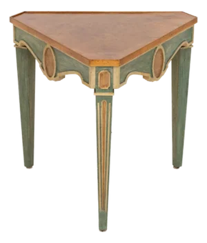 Louis XVI Style Green Painted Walnut Side Table