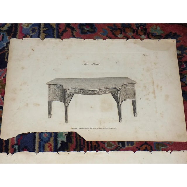 This set of three (3) copperplate engravings depict original Hepplewhite furniture designs. These captivating 18th century...