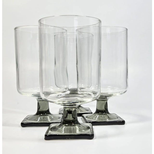 Grey Square Footed Goblets- Set of Four For Sale - Image 11 of 11