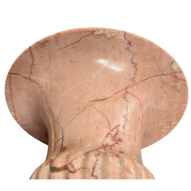 1980s Vintage Carved Pink Marble Urn Jardinière Vessel For Sale - Image 5 of 9