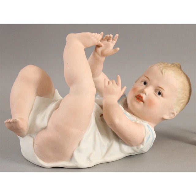 Large Antique German Hand Painted Bisque Porcelain Piano Baby Gebruder Heubach Figurine Doll. Very good condition with no...