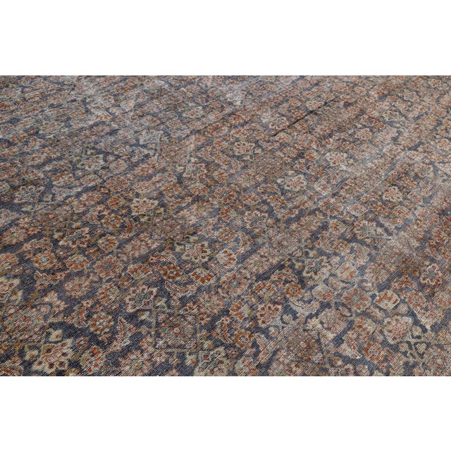Textile 19th Century Antique Mahal Wool Rug With Muted Terracotta & Indigo Palette For Sale - Image 7 of 11