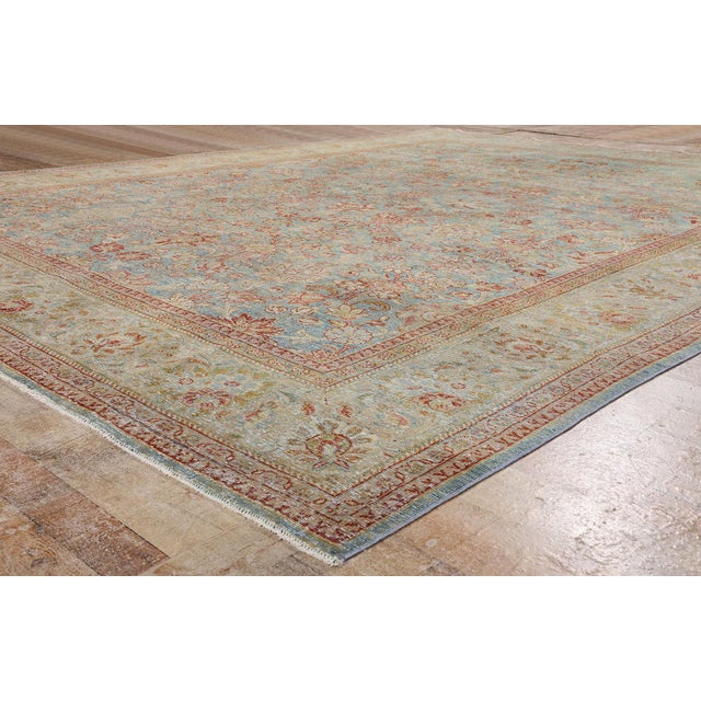 Cerulean Late 19th Century Persian Mahal Rug, 10'02 X 13'05 For Sale - Image 8 of 10