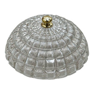 Vintage Art Deco Style Clear Glass Flush Mount Ceiling Light Shade For Sale