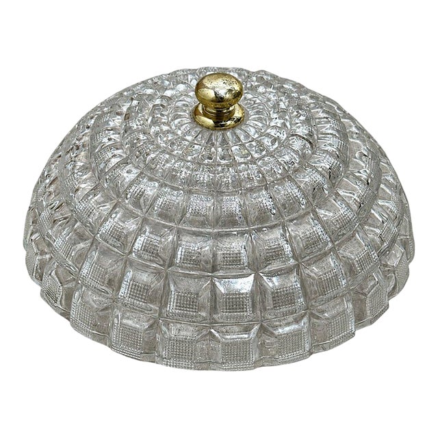 Vintage Art Deco Style Clear Glass Flush Mount Ceiling Light Shade For Sale