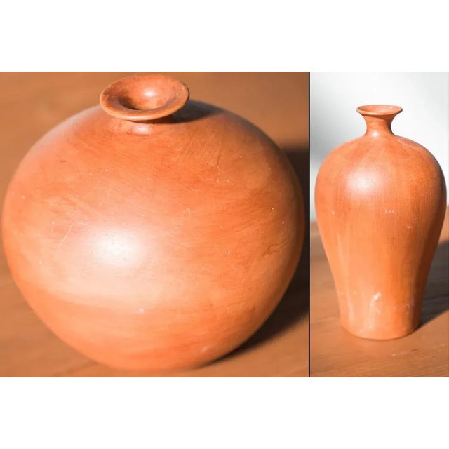 Brown Minimalist Organic Shapes Terracotta Vases, 1990s, Set of 2 For Sale - Image 8 of 11