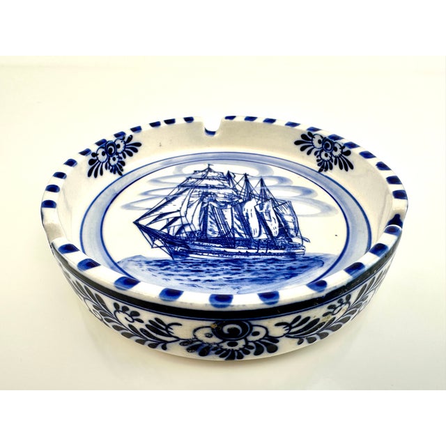 Vintage Royal Delft Blue and White Nautical Ship Catchall Ashtray For Sale In Little Rock - Image 6 of 9