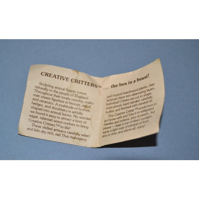 Handcrafted 'Creative Critters' Animal Figurine Jewelry Box Tropical Wood, Pair For Sale - Image 12 of 13