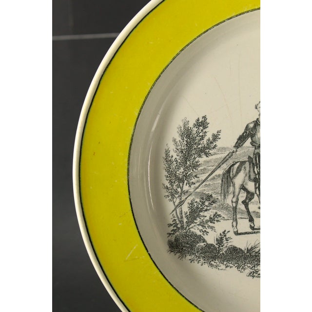 Mid. 19th C. Pair Creil Montreau Faience Creamware Plates - Don Quixote Scenes, France For Sale - Image 12 of 18