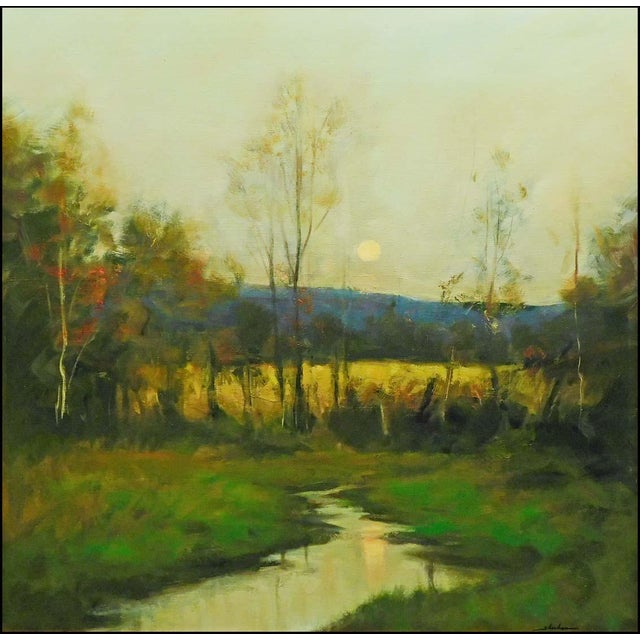 "Fall Twilight" 1858 framed Original Oil Painting on Canvas by Dennis Sheehan Hand Signed by the Artist museum mounted,...