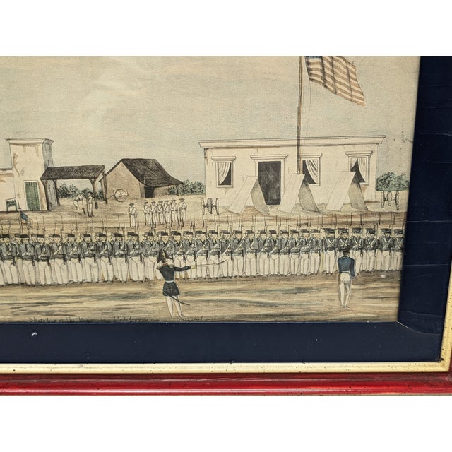 Traditional 1930s Naval Sketches of the War in California, Lithograph No. 19 William Meyers Framed For Sale - Image 3 of 6