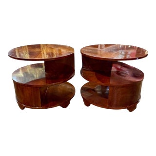 Pair of Italian Art Deco Style Walnut Side Tables For Sale