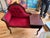 Vintage Mid-Century Louis XV Style Telephone Gossip Bench in Red Upholstery For Sale - Image 4 of 8