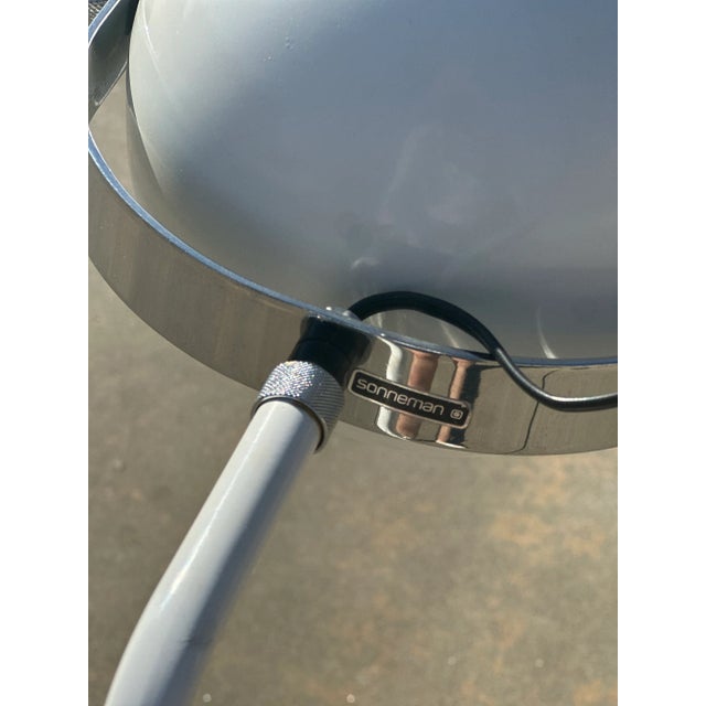 Robert Sonneman articulating floor lamp in beautiful vintage condition with “SONNEMAN” sticker still affixed to chrome. A...