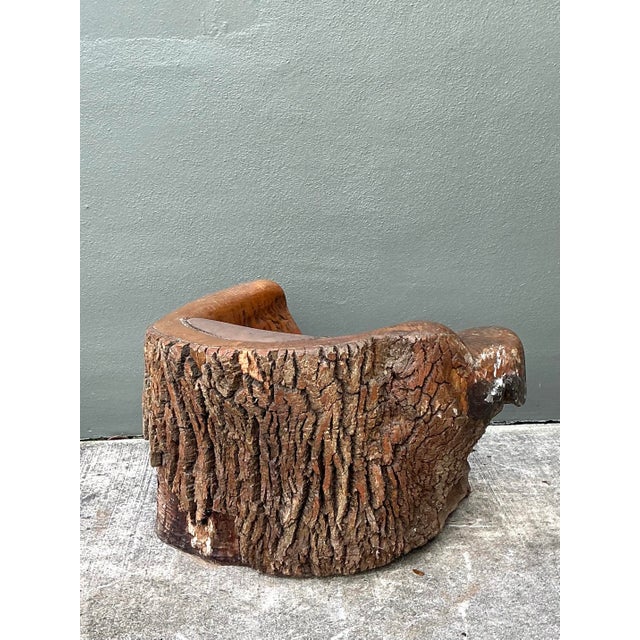 Vintage Tree Trunk Barrel Chair For Sale - Image 10 of 12