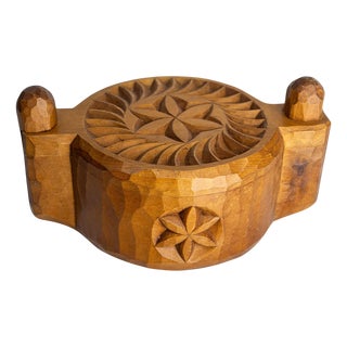French Hand-Carved Salt Box in Cembro Pine, 1950 For Sale