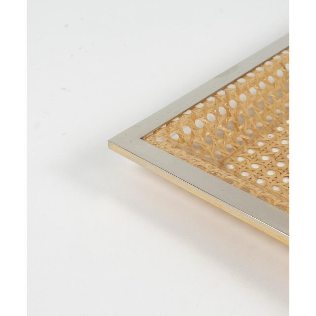 Vintage Serving Tray in Rattan and Chrome from Christian Dior, 1970s For Sale - Image 11 of 16