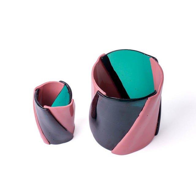 Plastic Twirl Vase in Clear Aqua by Enzo Mari for Corsi Design Factory For Sale - Image 7 of 8