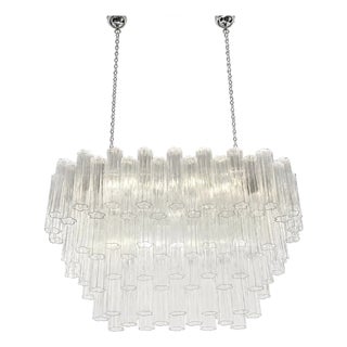 Italian Murano Glass Chandelier with Clear Tronchi Elements by Simoeng for Simoeng For Sale