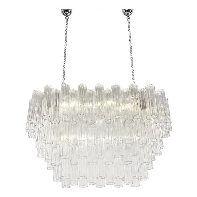 Italian Murano Glass Chandelier with Clear Tronchi Elements by Simoeng for Simoeng For Sale