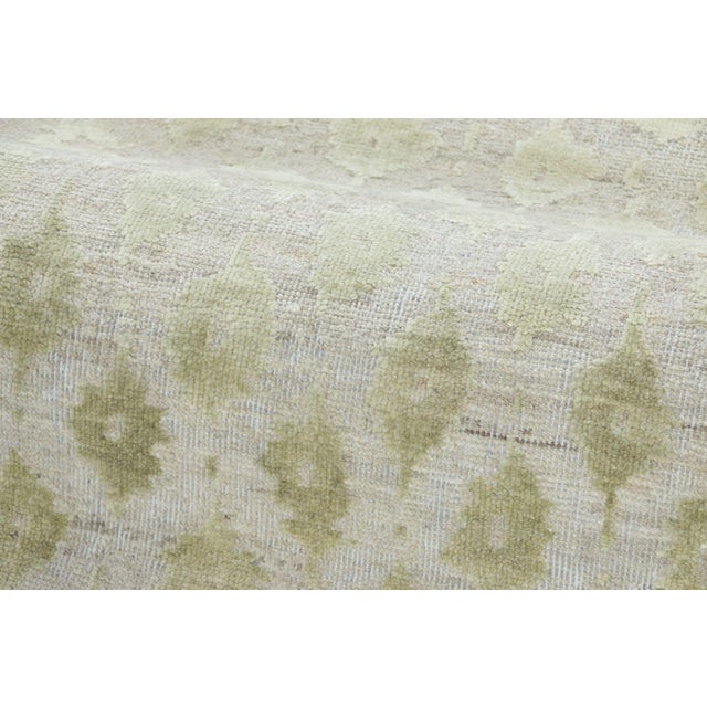 Rug & Kilim’s Block Print Rug With Sage Green Florals on Ice-Blue & Silver Field For Sale In New York - Image 6 of 7