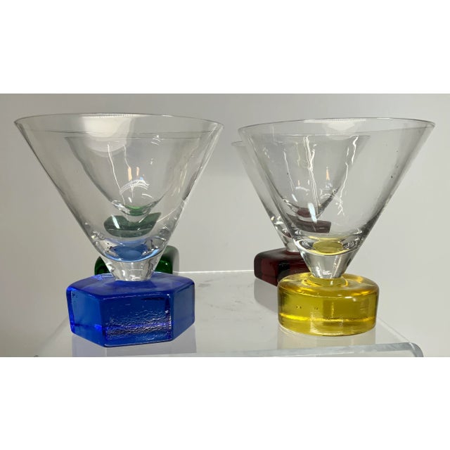 Glass Set of 4 Modernist Style Martini Glasses For Sale - Image 7 of 11