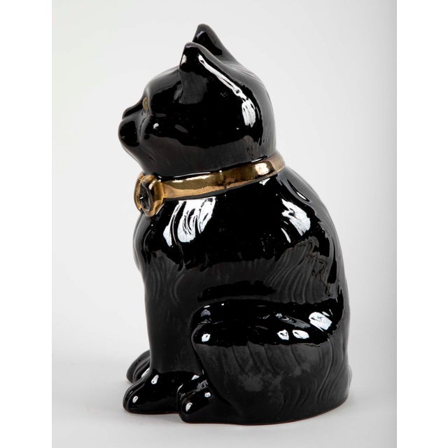 Midcentury French Glazed Ceramic Black Cat For Sale - Image 10 of 11