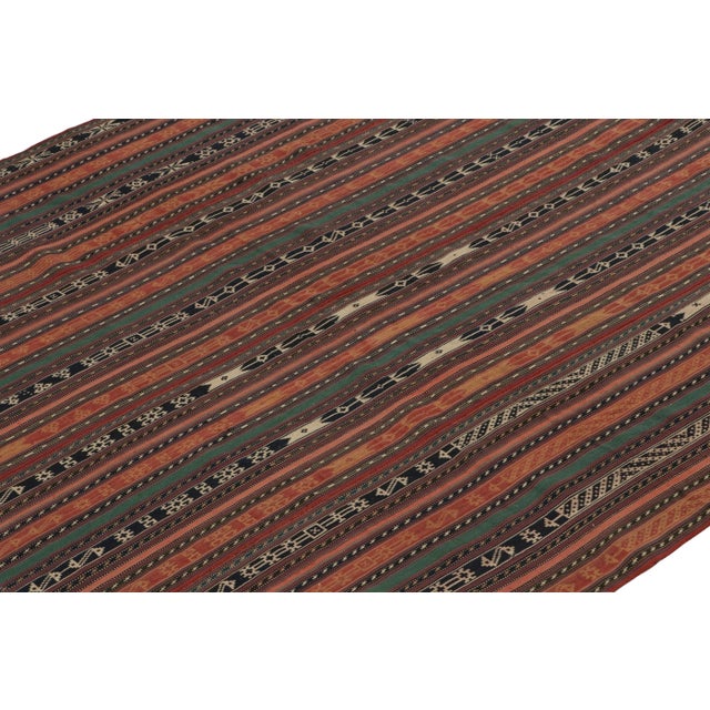 Rug & Kilim Vintage Persian Jajim Tribal Kilim in Polychromatic Stripes - by Rug & Kilim For Sale - Image 4 of 7